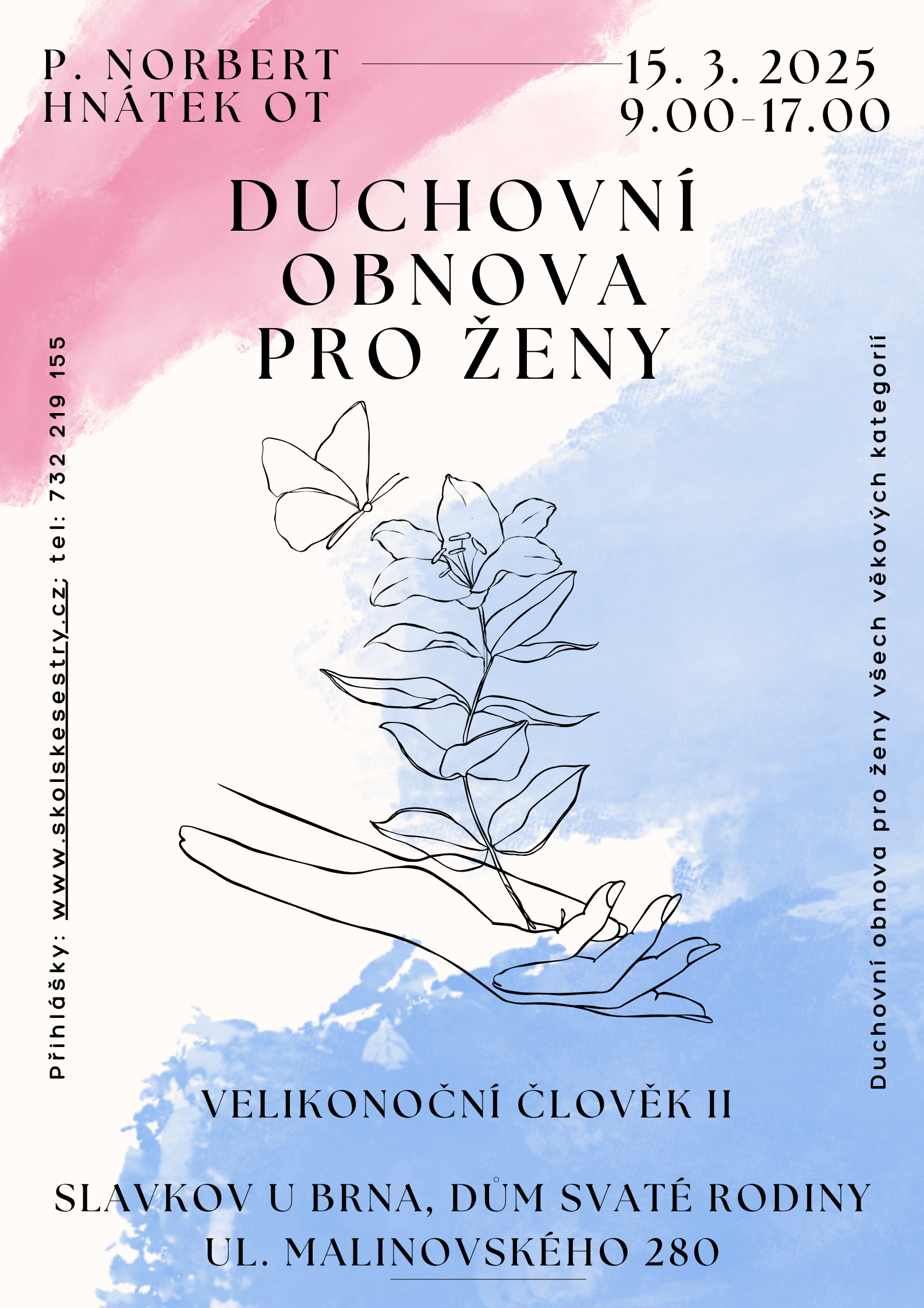 Plakát růžově modrý - květina
